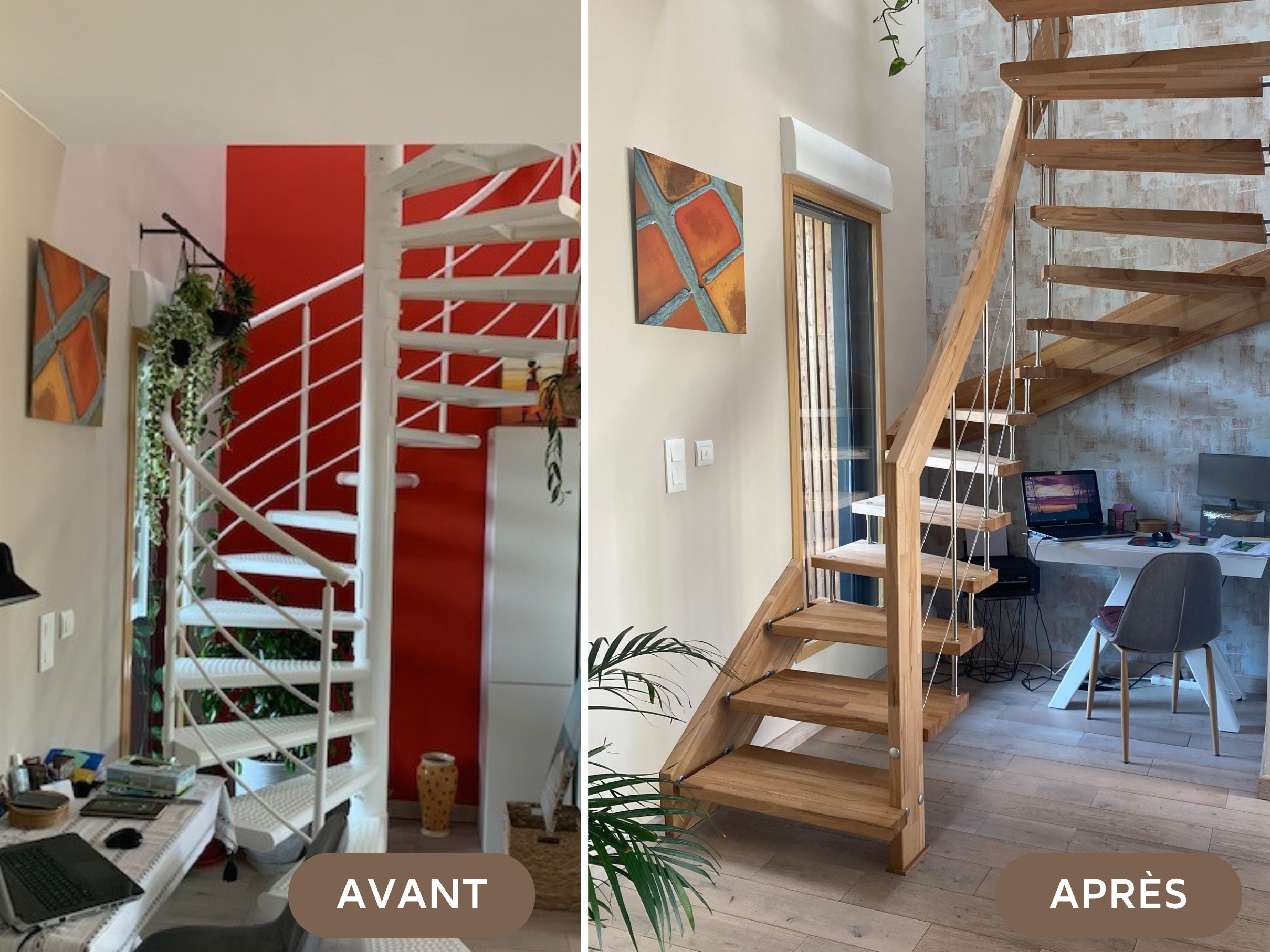Remplacement d'un escalier métal par un escalier suspendu | Treppenmeister