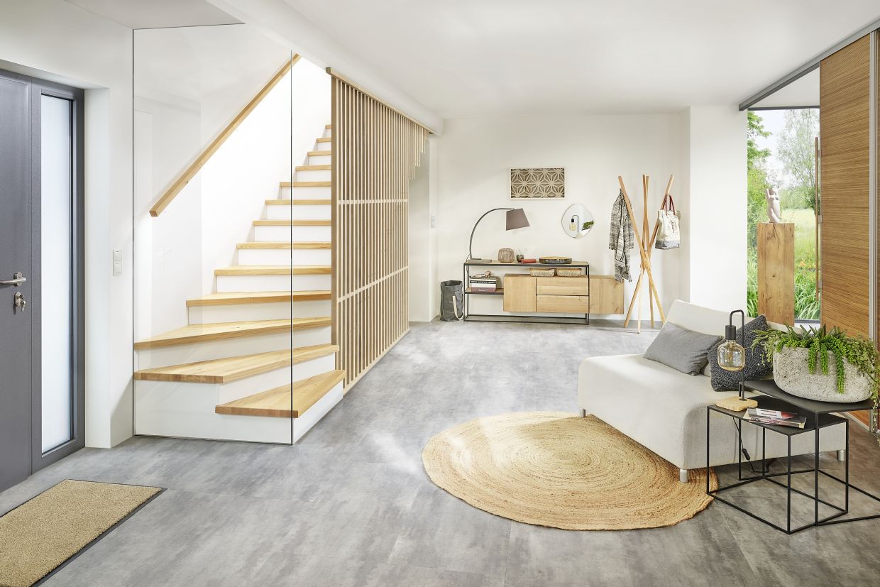 Rampe avec suspension en harpe (type claustra)